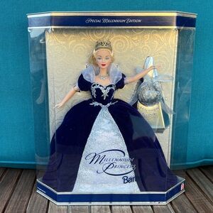 Vintage Millennium Princess Barbie in Blue and Silver Gown